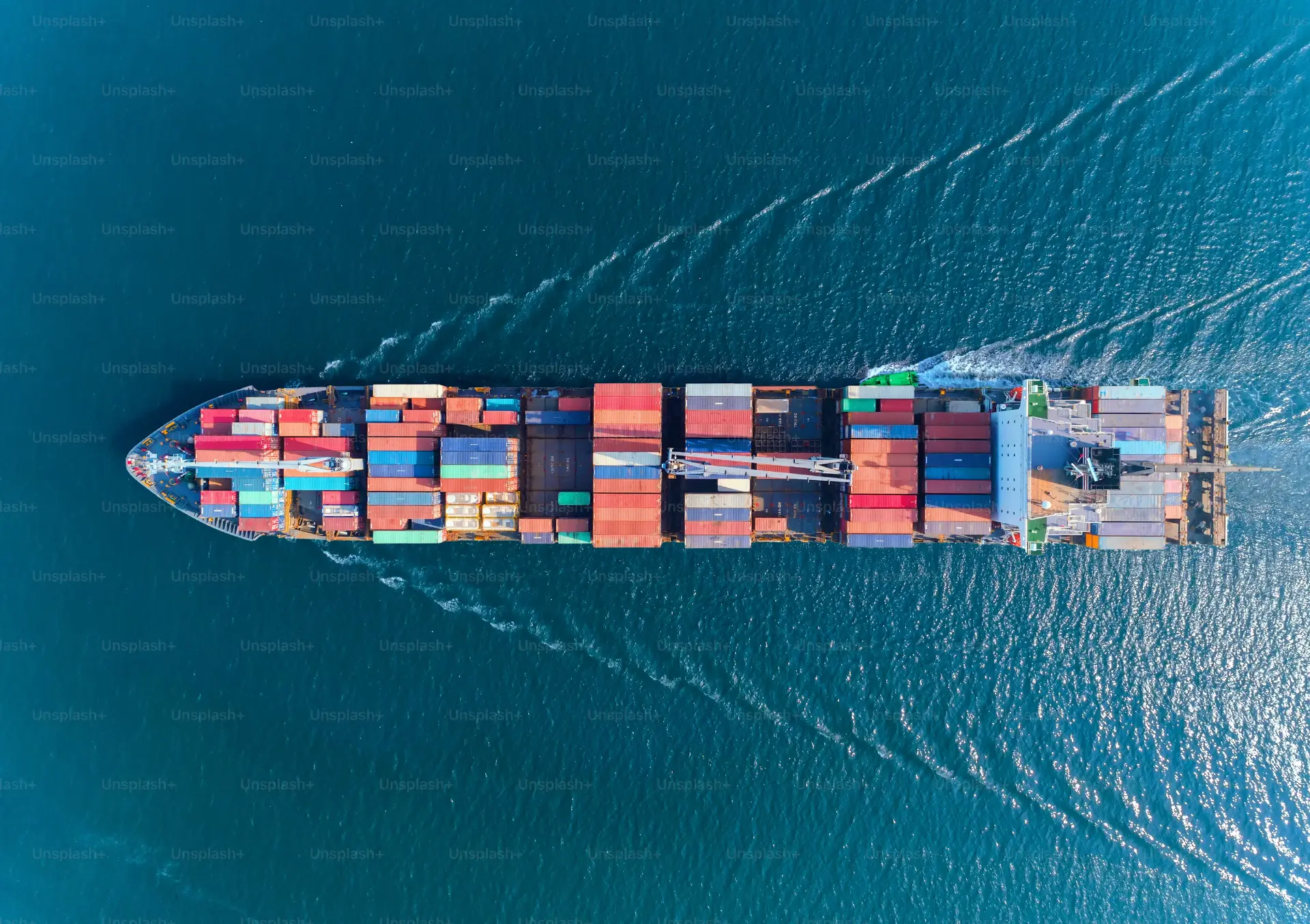 Container ship carrying export cargo